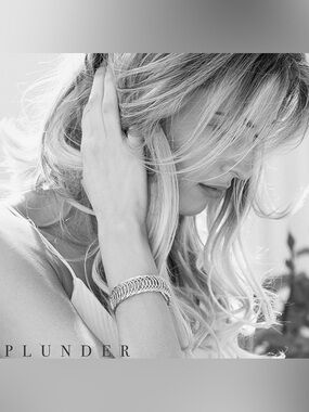 Plunder Jean Silvertone Cuff Bracelet New + Pouch